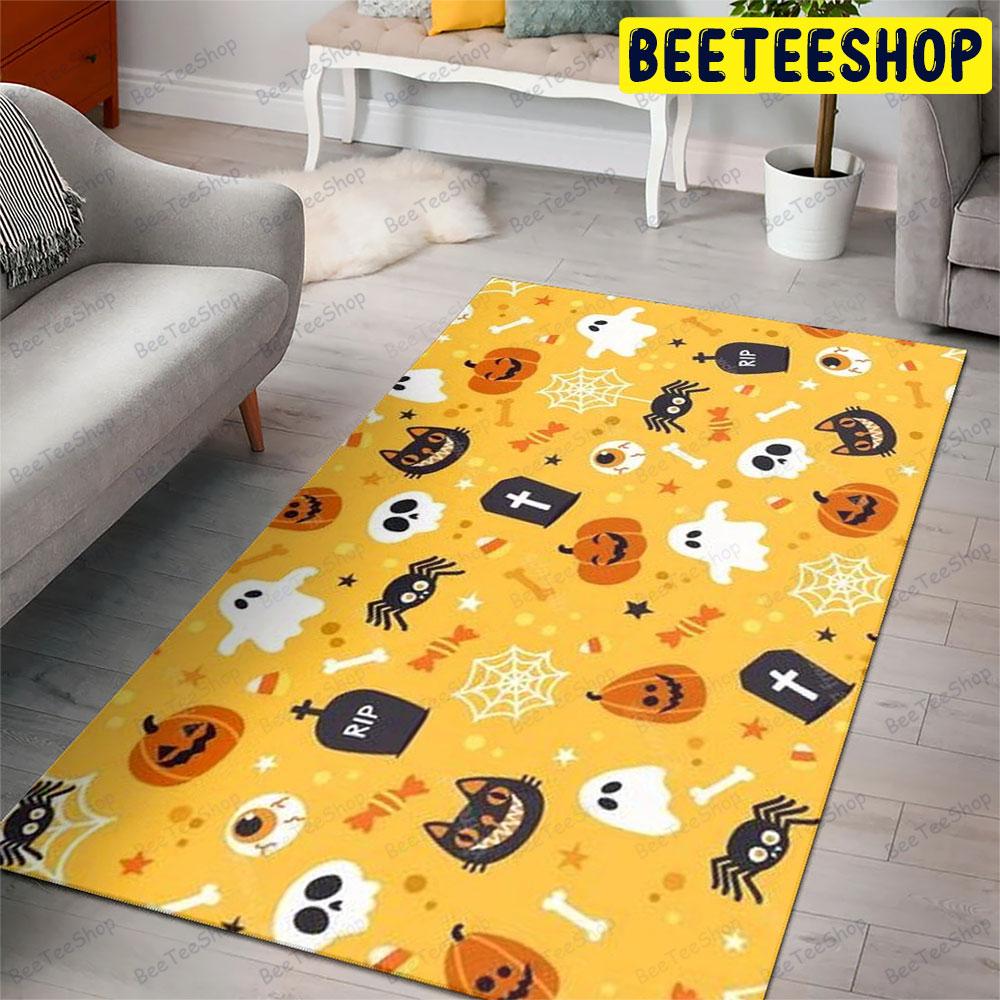 Skulls Ghosts Pumpkins Halloween Pattern 200 Beeteeshop Rug Rectangle