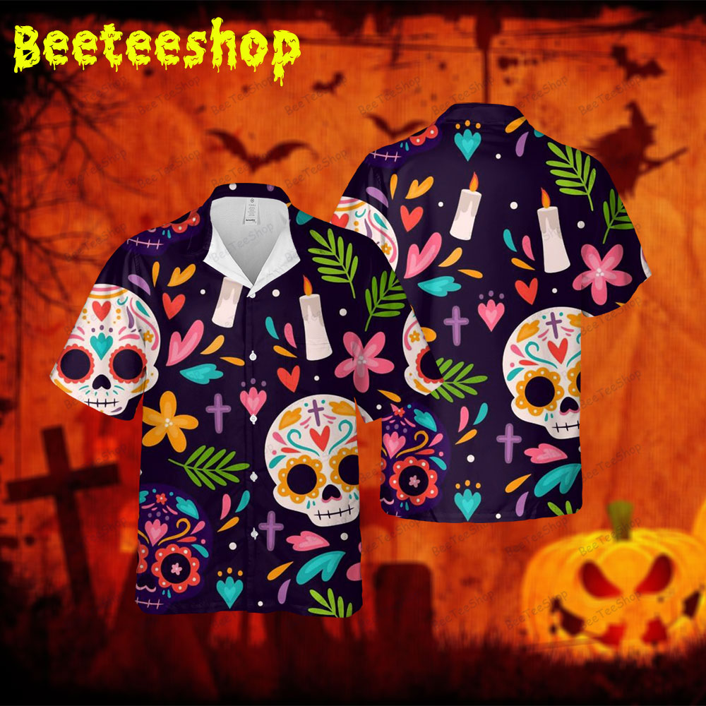 Skulls Halloween 09 Spread Collar Hawaii Shirt