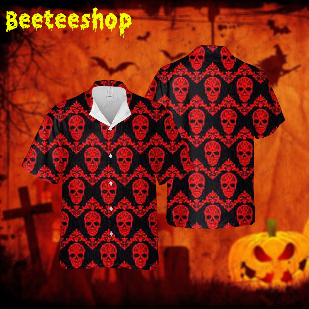 Skulls Halloween 131 Spread Collar Hawaii Shirt