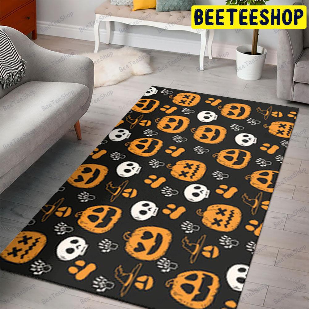 Skulls Pumpkins Halloween Pattern 002 Beeteeshop Rug Rectangle