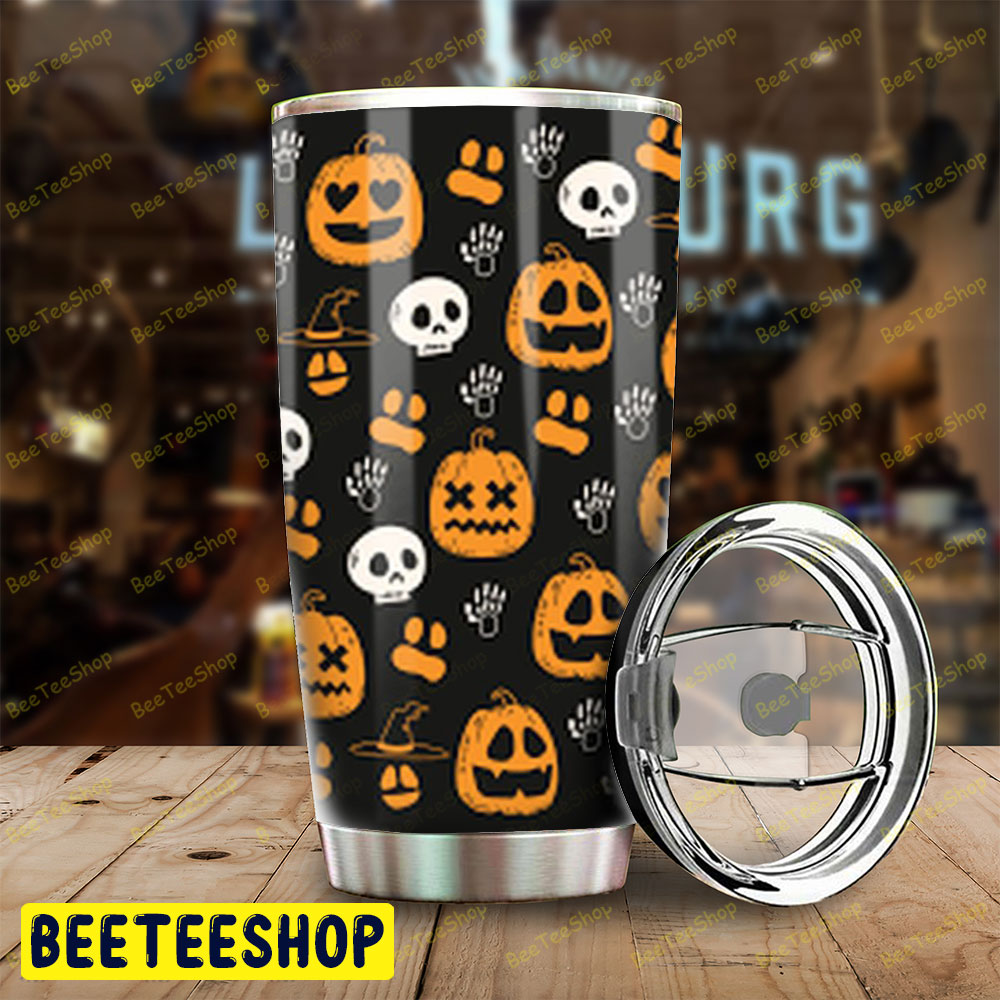 Skulls Pumpkins Halloween Pattern 002 Tumbler