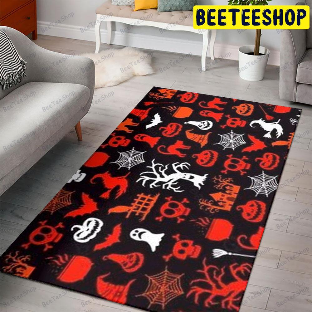 Skulls Pumpkins Halloween Pattern 313 Beeteeshop Rug Rectangle