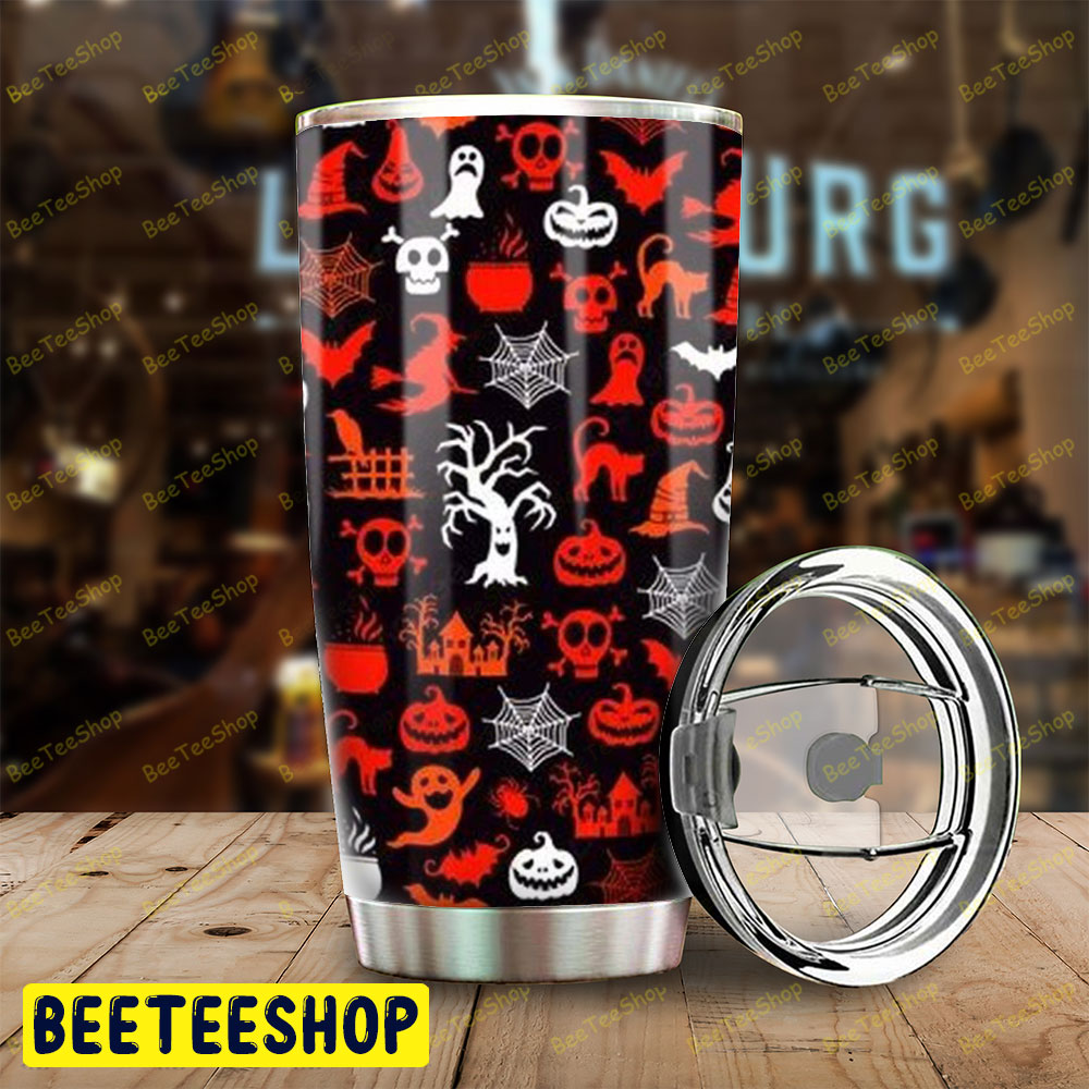 Skulls Pumpkins Halloween Pattern 313 Tumbler