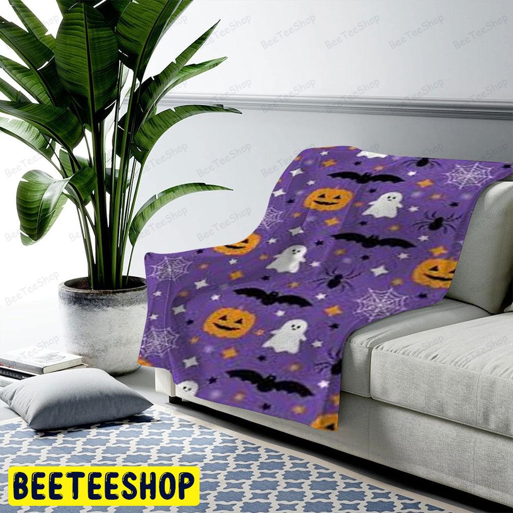 Spiders Bats Boos Pumpkins Halloween Pattern 029 Beeteeshop US Cozy Blanket