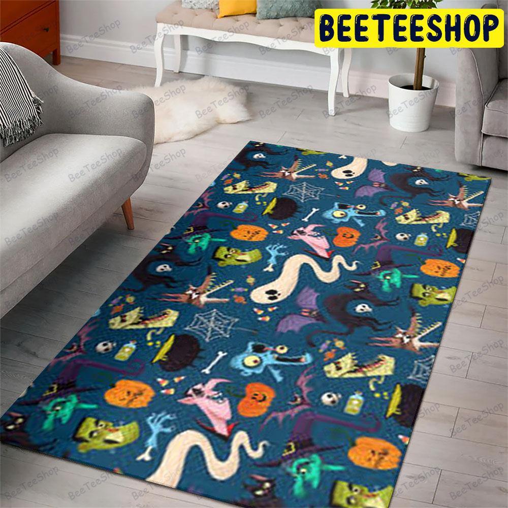 Spiders Bats Cats Boos Pumpkins Halloween Pattern 042 Beeteeshop Rug Rectangle