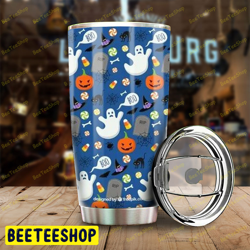 Spiders Bats Cats Ghosts Pumpkins Halloween Pattern 110 Tumbler