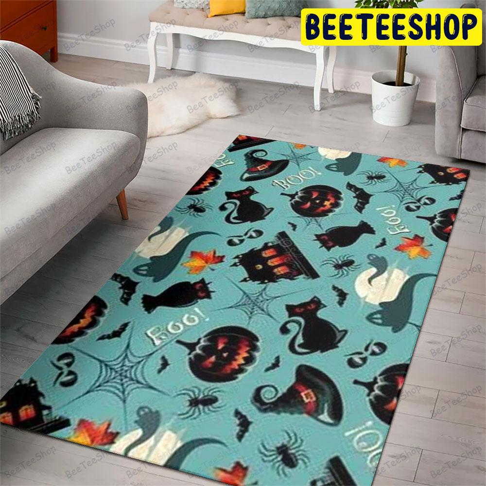 Spiders Bats Cats Ghosts Pumpkins Halloween Pattern 164 Beeteeshop Rug Rectangle