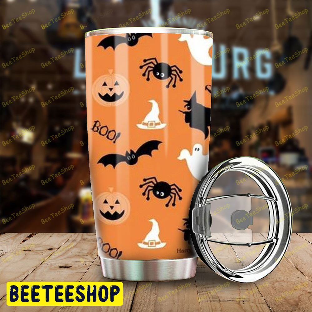 Spiders Bats Ghosts Pumpkins Halloween Pattern 142 Tumbler