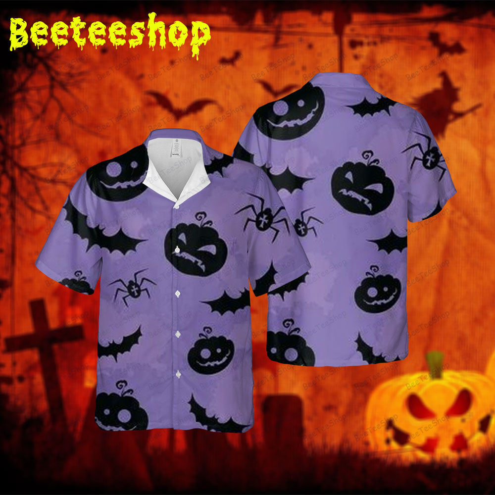 Spiders Bats Pumpkins Halloween 031 Spread Collar Hawaii Shirt