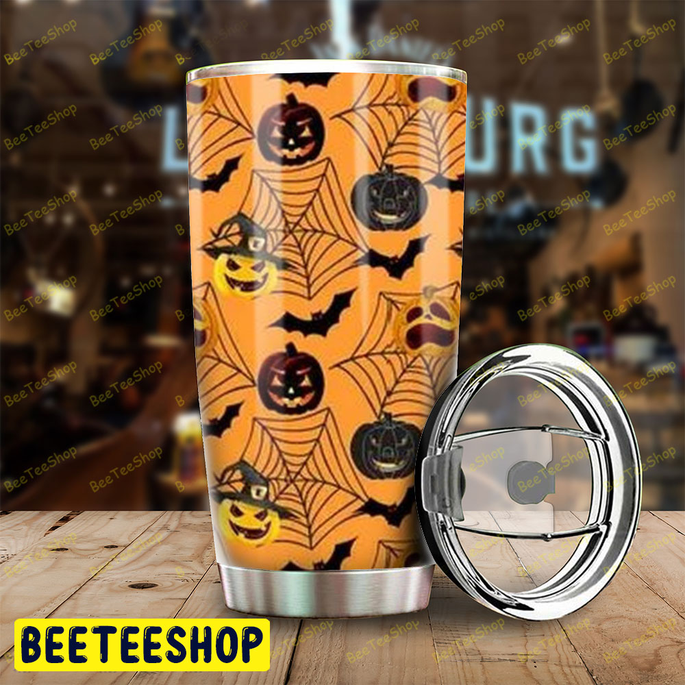 Spiders Bats Pumpkins Halloween Pattern 114 Tumbler