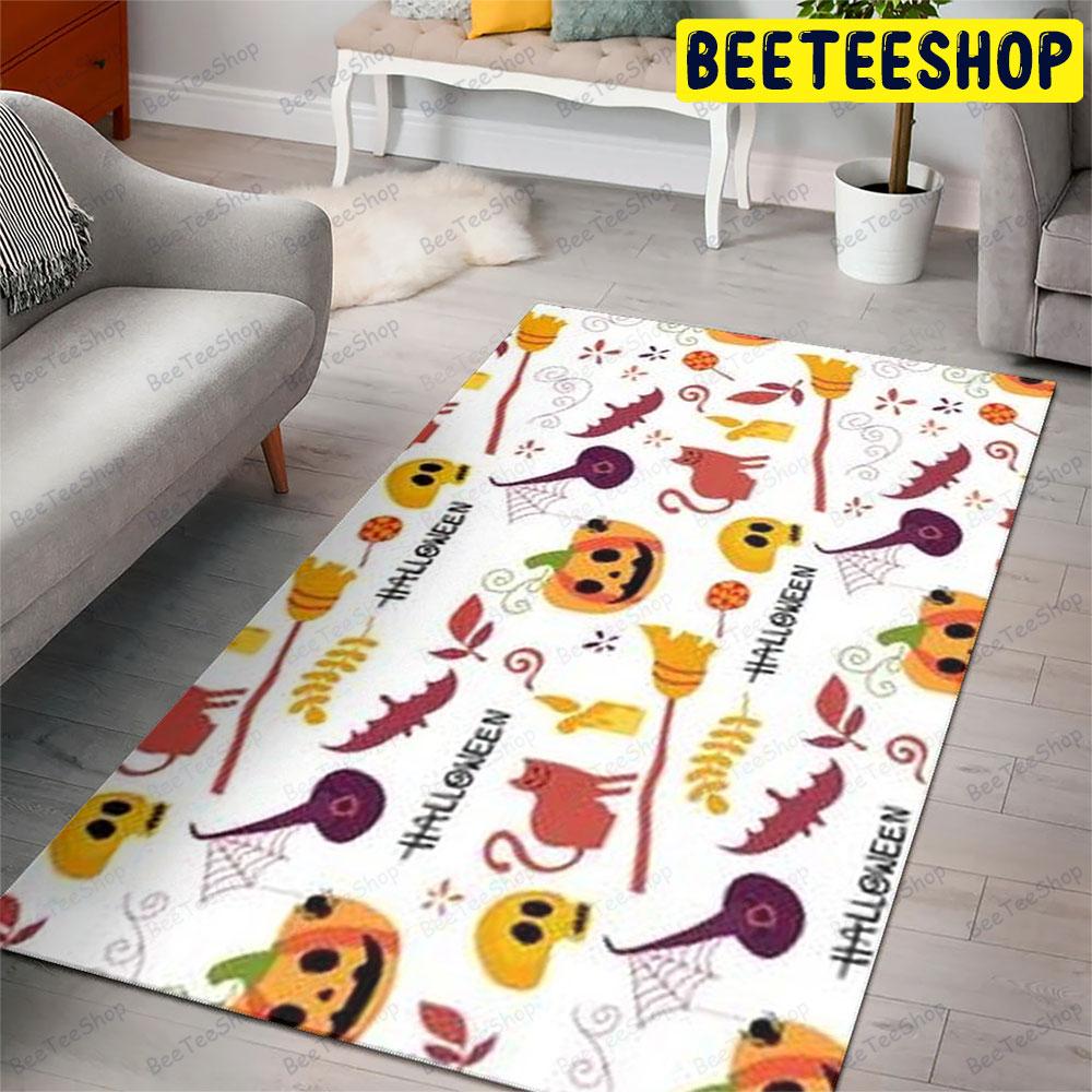 Spiders Bats Pumpkins Halloween Pattern 263 Beeteeshop Rug Rectangle