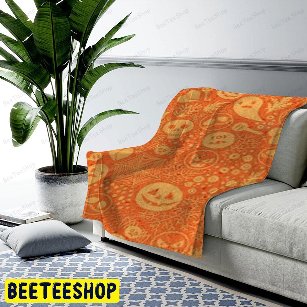 Spiders Cats Boos Halloween Pattern Beeteeshop US Cozy Blanket