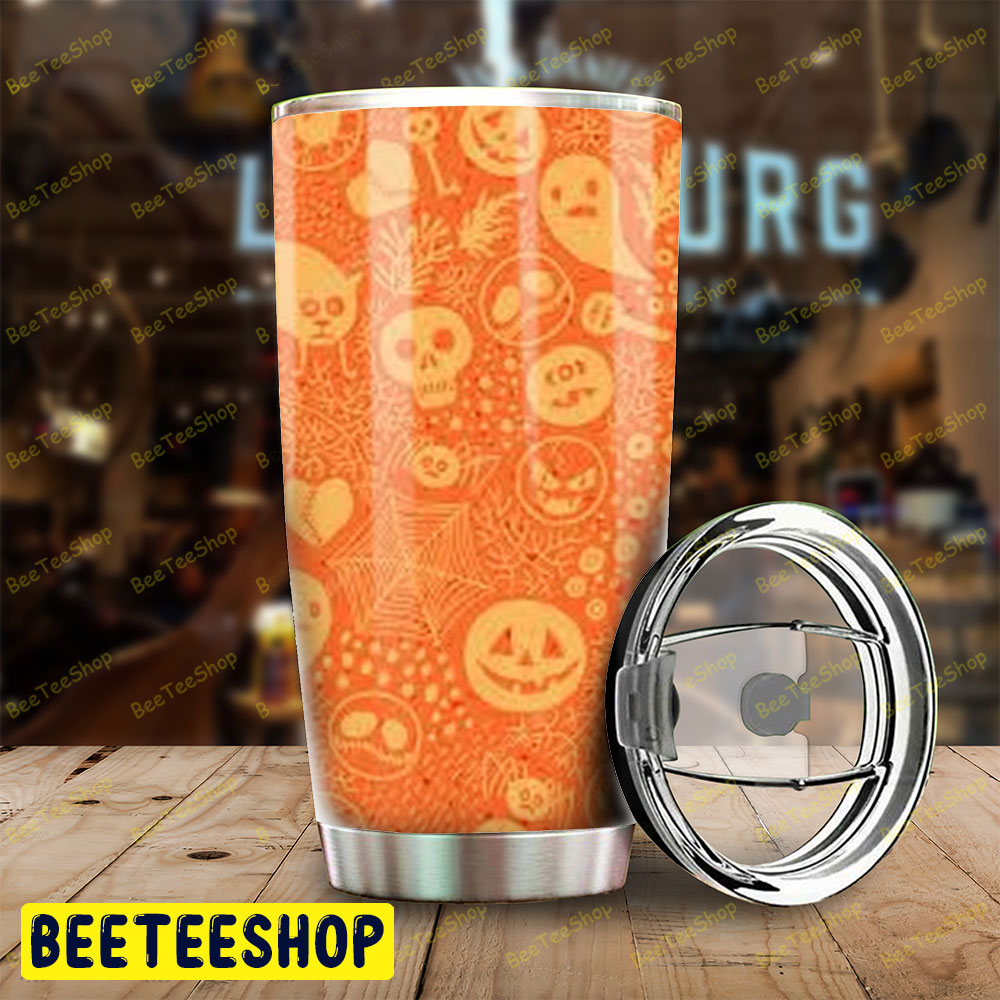 Spiders Cats Boos Halloween Pattern Tumbler