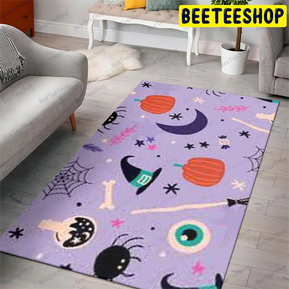 Spiders Pumpkins Halloween Pattern 075 Beeteeshop Rug Rectangle