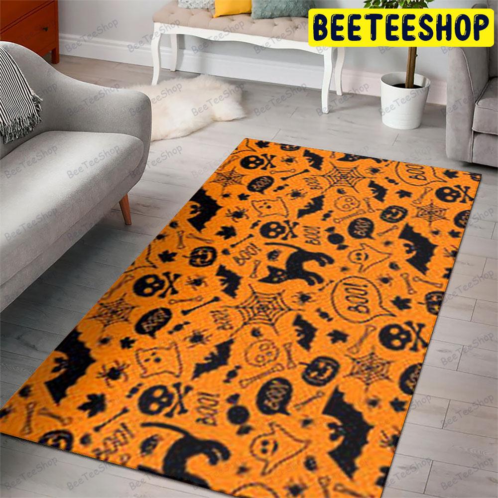 Spiders Skulls Bats Cats Boos Halloween Pattern Beeteeshop Rug Rectangle