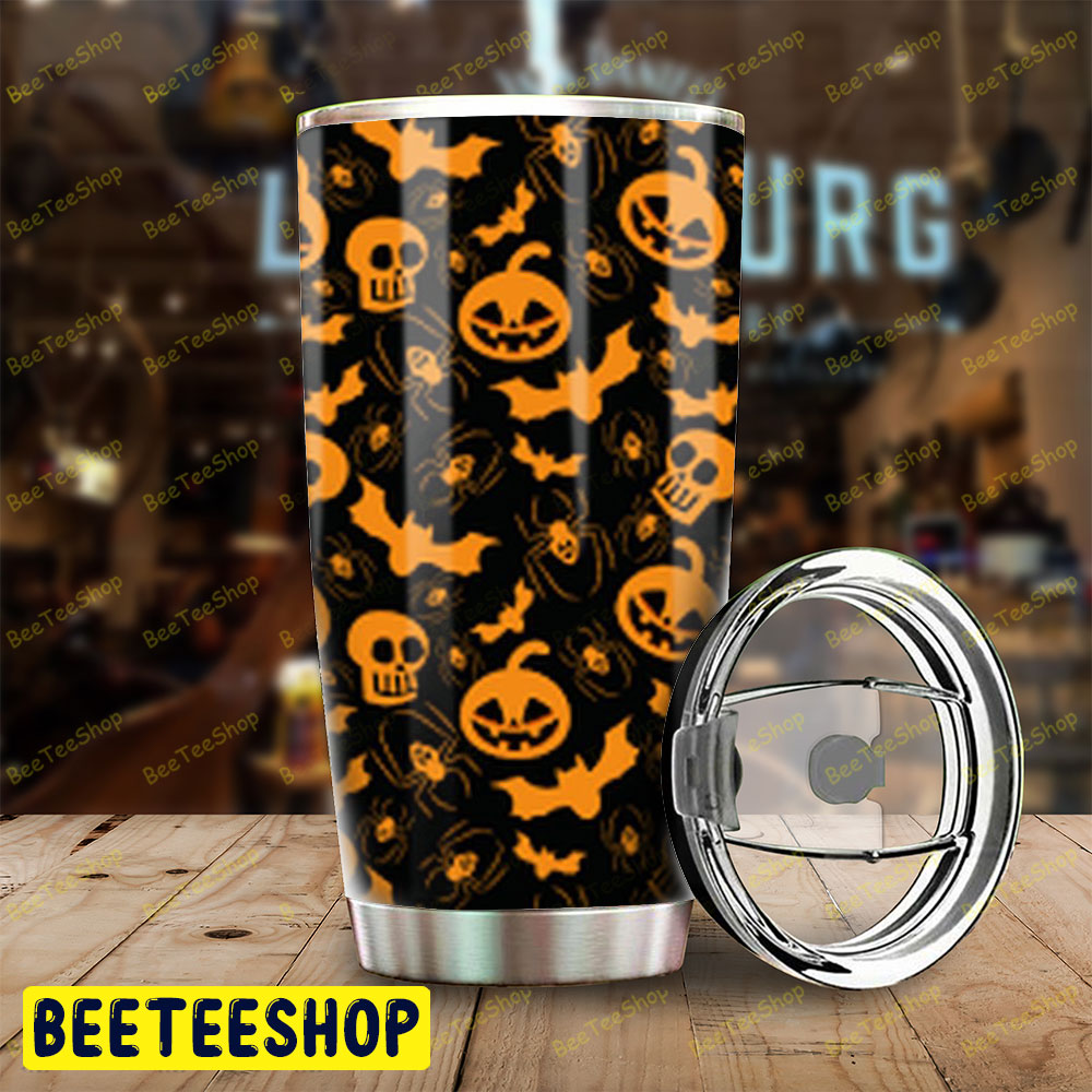 Spiders Skulls Bats Halloween Pattern Tumbler