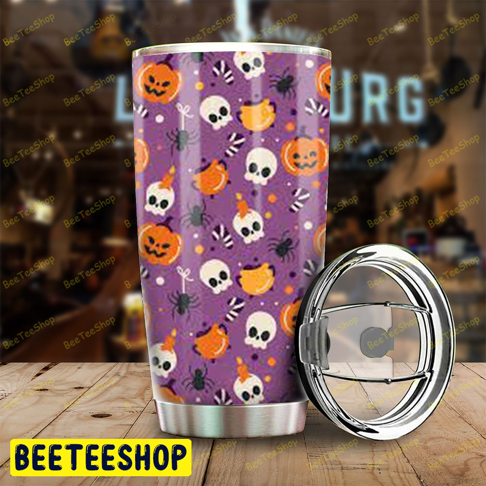 Spiders Skulls Pumpkins Halloween Pattern 003 Tumbler