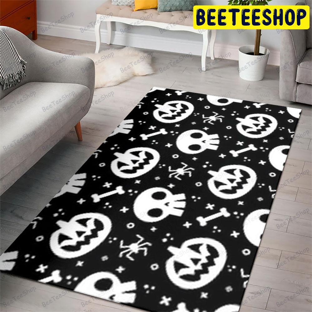 Spiders Skulls Pumpkins Halloween Pattern 078 Beeteeshop Rug Rectangle