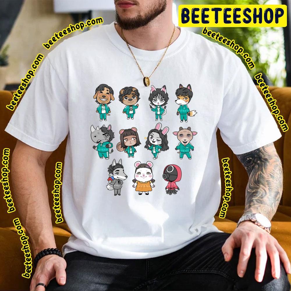 Squid Game Characters Cartoon Moovie 2 Beeteeshop Trending Unisex T-Shirt