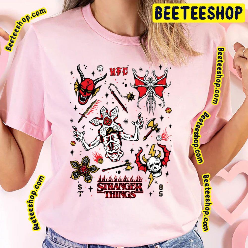 Stranger Things 4 Upside Down Beasties Collage Beeteeshop Trending Unisex T-Shirt