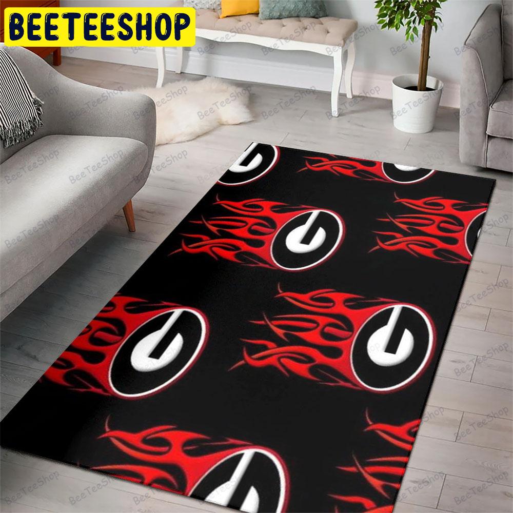 University Of Georgia On Fire Black American Sports Teams Beeteeshop Rug Rectangle