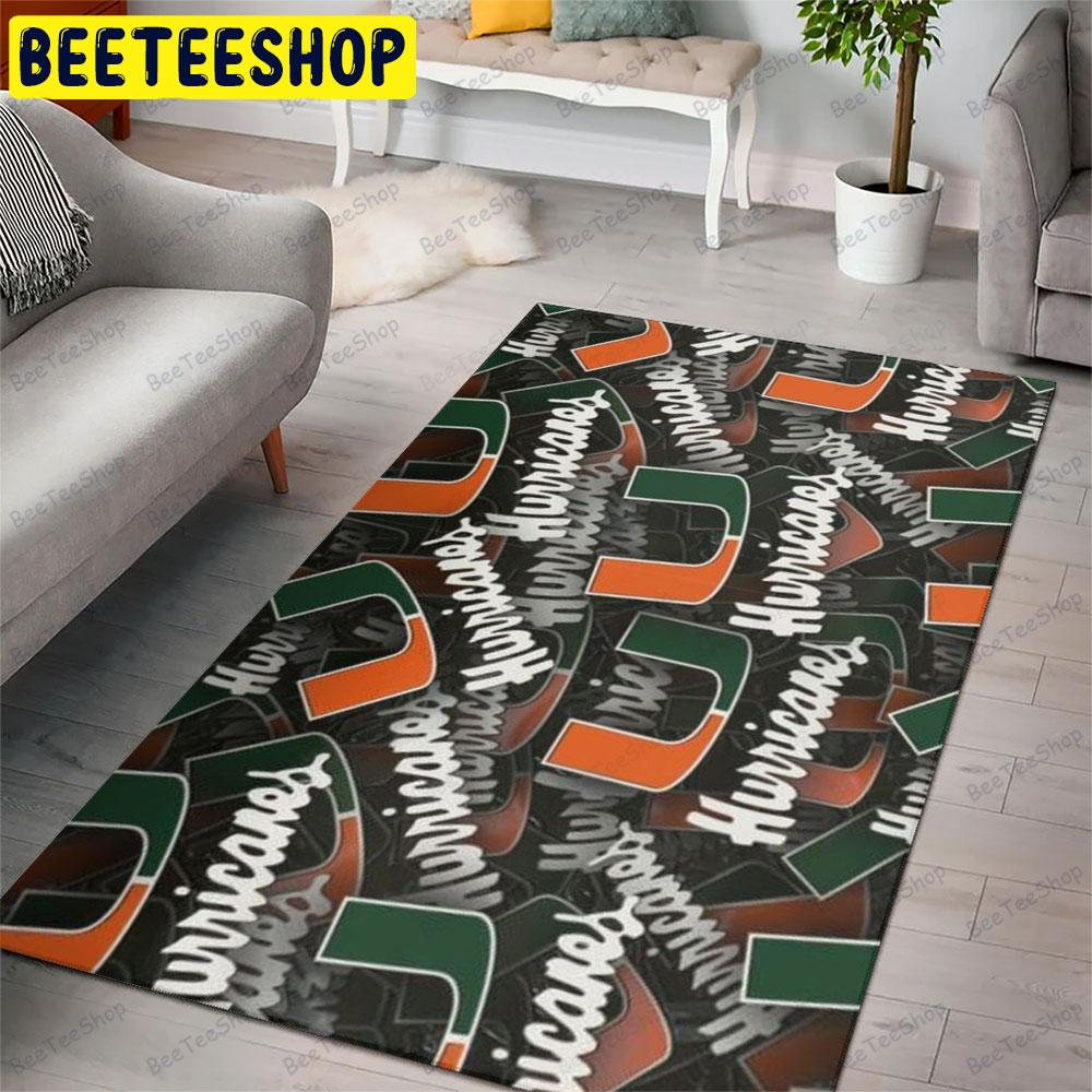 University Of Miami Hurricanes 3d American Sports Teams Beeteeshop Rug Rectangle