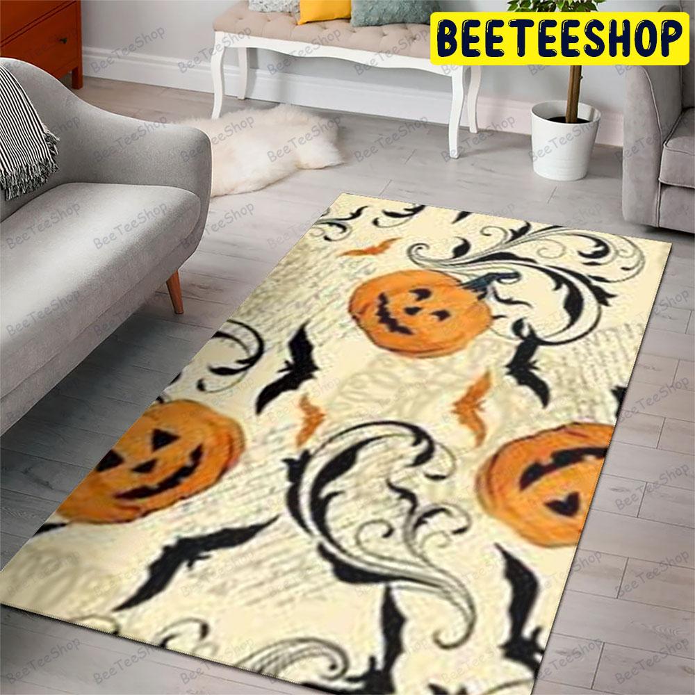 Vintage Bats Pumpkins Halloween Pattern Beeteeshop Rug Rectangle