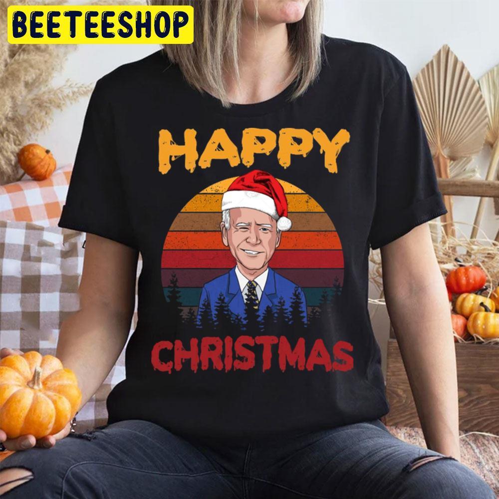 Vintage Joe Biden Halloween Happy Christmas Santa Hat Beeteeshop Trending Unisex T-Shirt