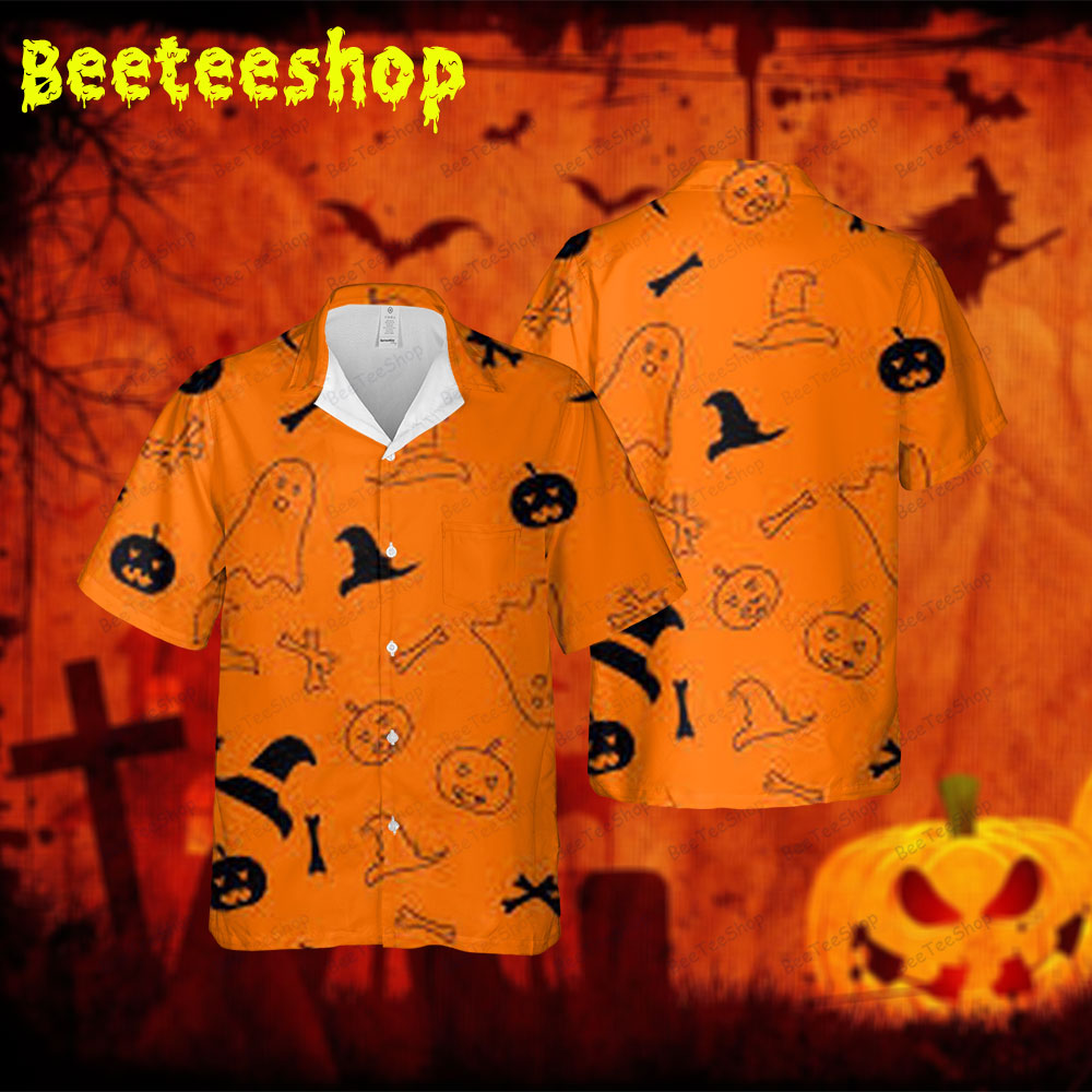 Witch Hats Boos Halloween 050 Spread Collar Hawaii Shirt