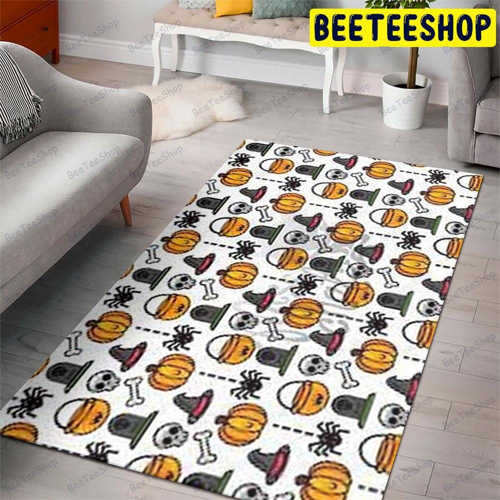 Witch Hats Spiders Pumpkins Halloween Pattern 087 Beeteeshop Rug Rectangle