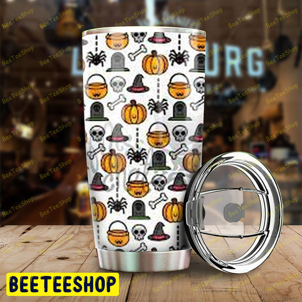 Witch Hats Spiders Pumpkins Halloween Pattern 087 Tumbler