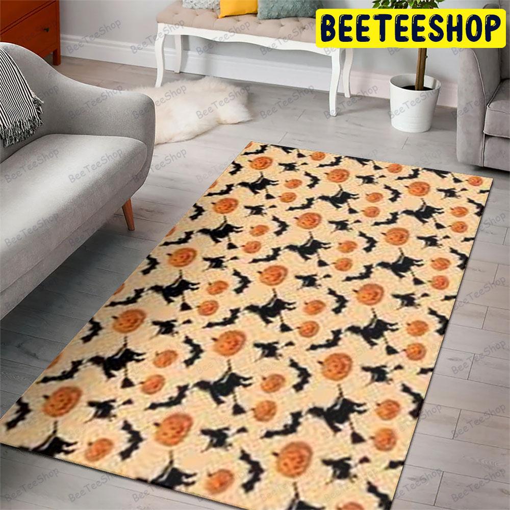 Witchs Bats Cats Pumpkins Halloween Pattern Beeteeshop Rug Rectangle