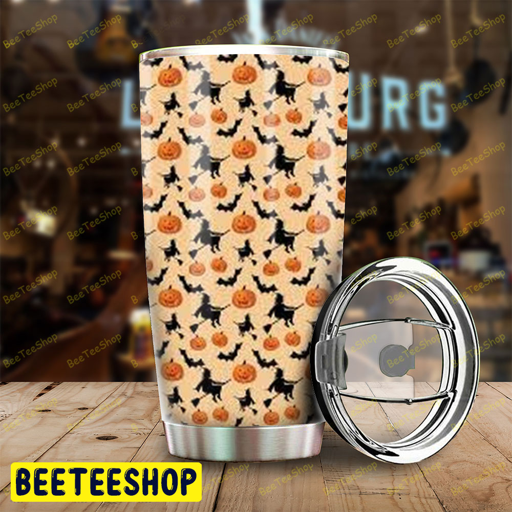 Witchs Bats Cats Pumpkins Halloween Pattern Tumbler