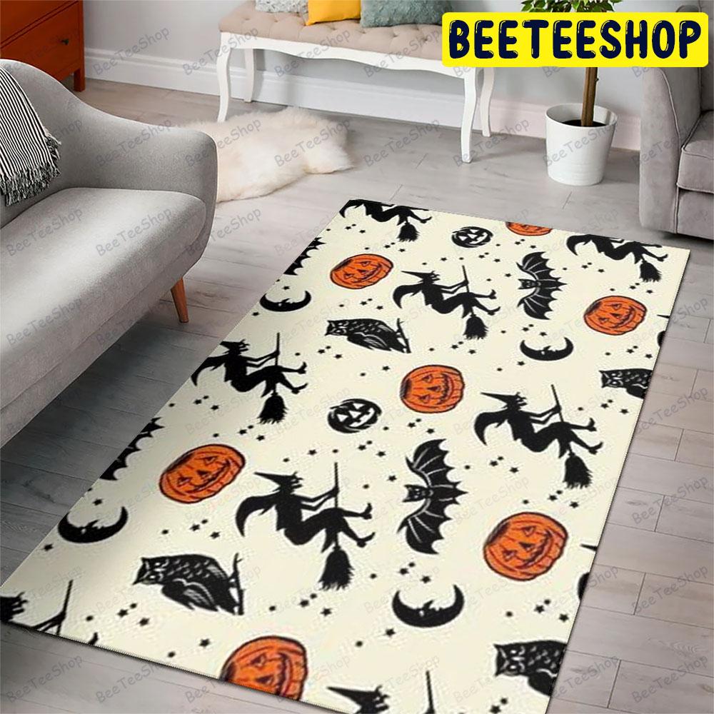 Witchs Bats Pumpkins Halloween Pattern Beeteeshop Rug Rectangle