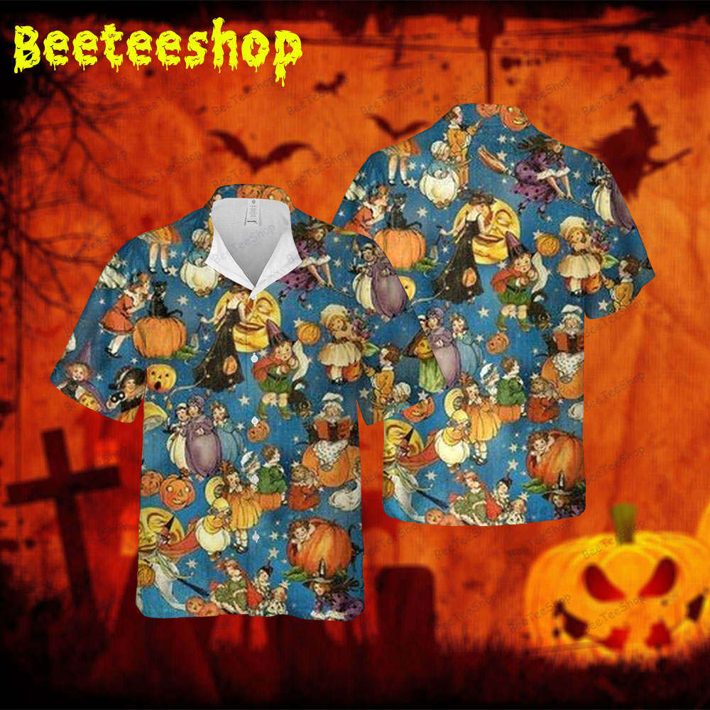 Witchs Pumpkins Halloween 120 Spread Collar Hawaii Shirt