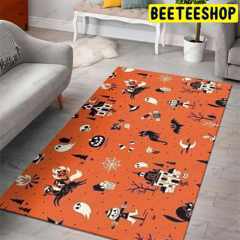 Witchs Spiders Bats Cats Boos Halloween Pattern Beeteeshop Rug Rectangle