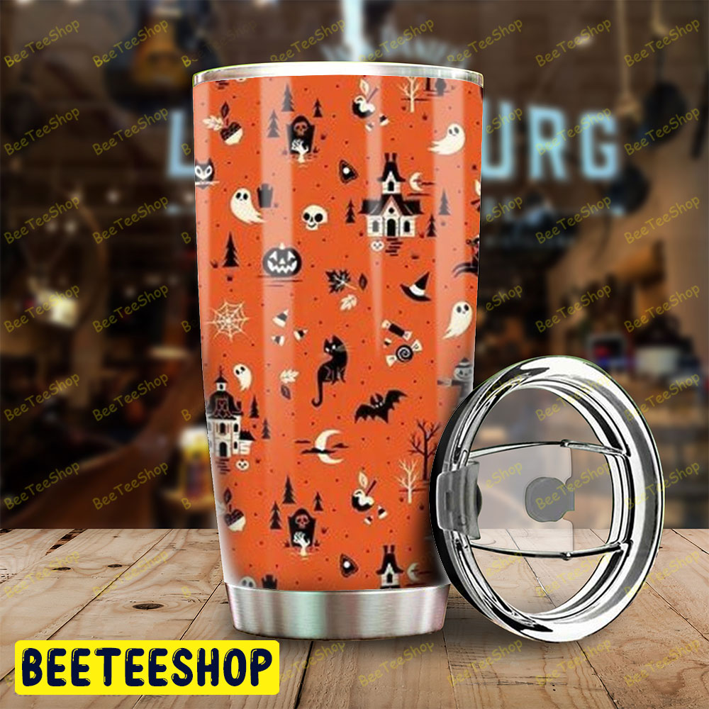 Witchs Spiders Bats Cats Boos Halloween Pattern Tumbler