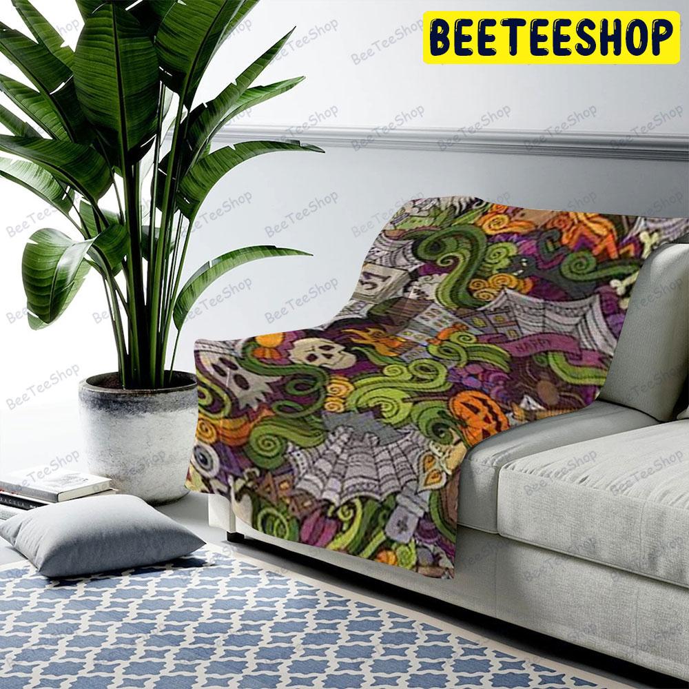 Art Pumpkins Halloween Pattern Beeteeshop US Cozy Blanket