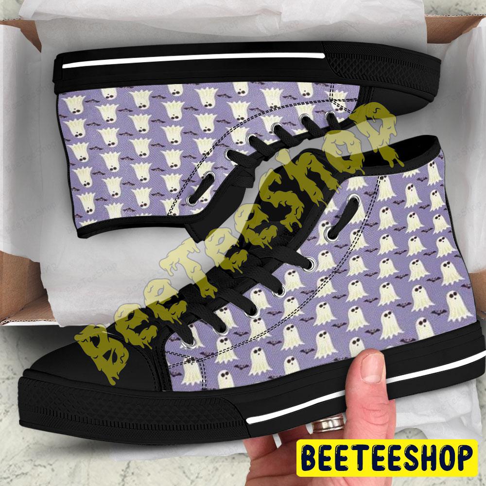 Bats Boos Halloween Pattern 248 Beeteeshop Adults High Top Canvas Shoes