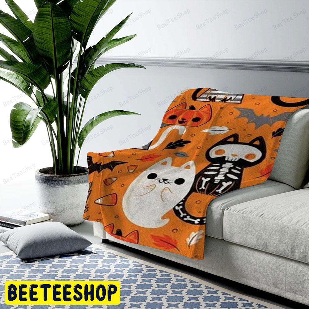 Bats Cats Boos Halloween Pattern 050 Beeteeshop US Cozy Blanket