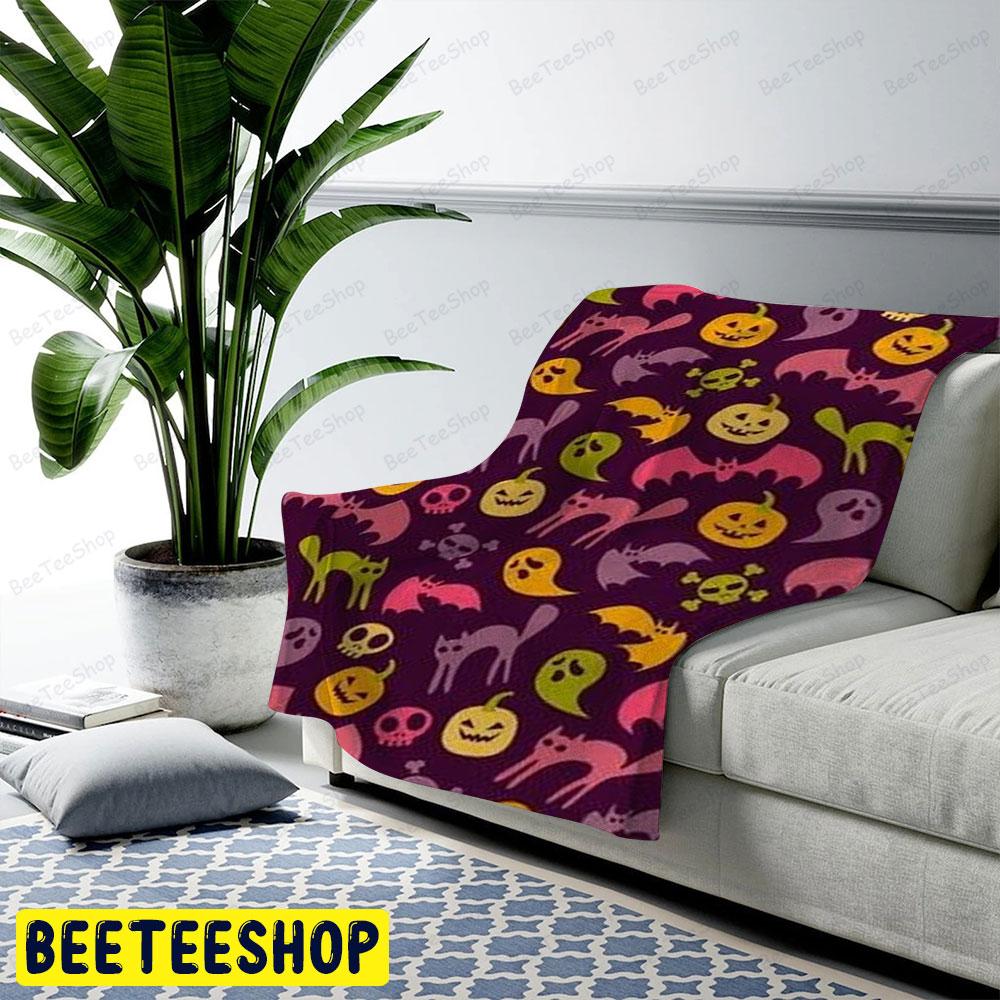 Bats Ghosts Pumpkins Halloween Pattern 092 Beeteeshop US Cozy Blanket