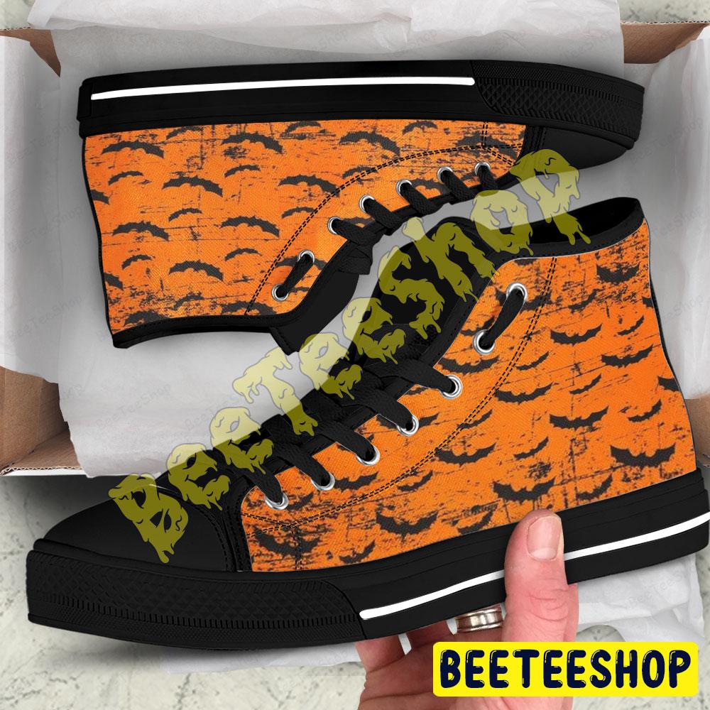 Bats Halloween Pattern 045 Beeteeshop Adults High Top Canvas Shoes