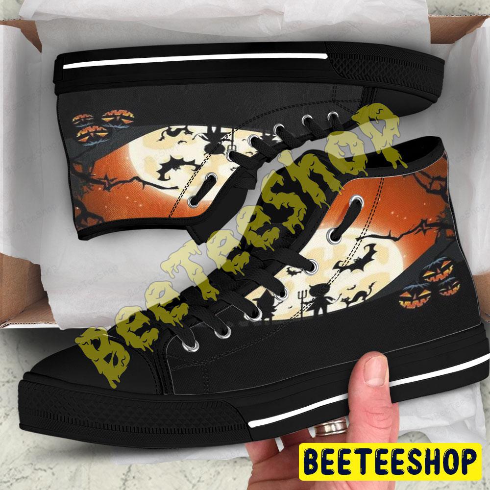 Bats Halloween Pattern 198 Beeteeshop Adults High Top Canvas Shoes