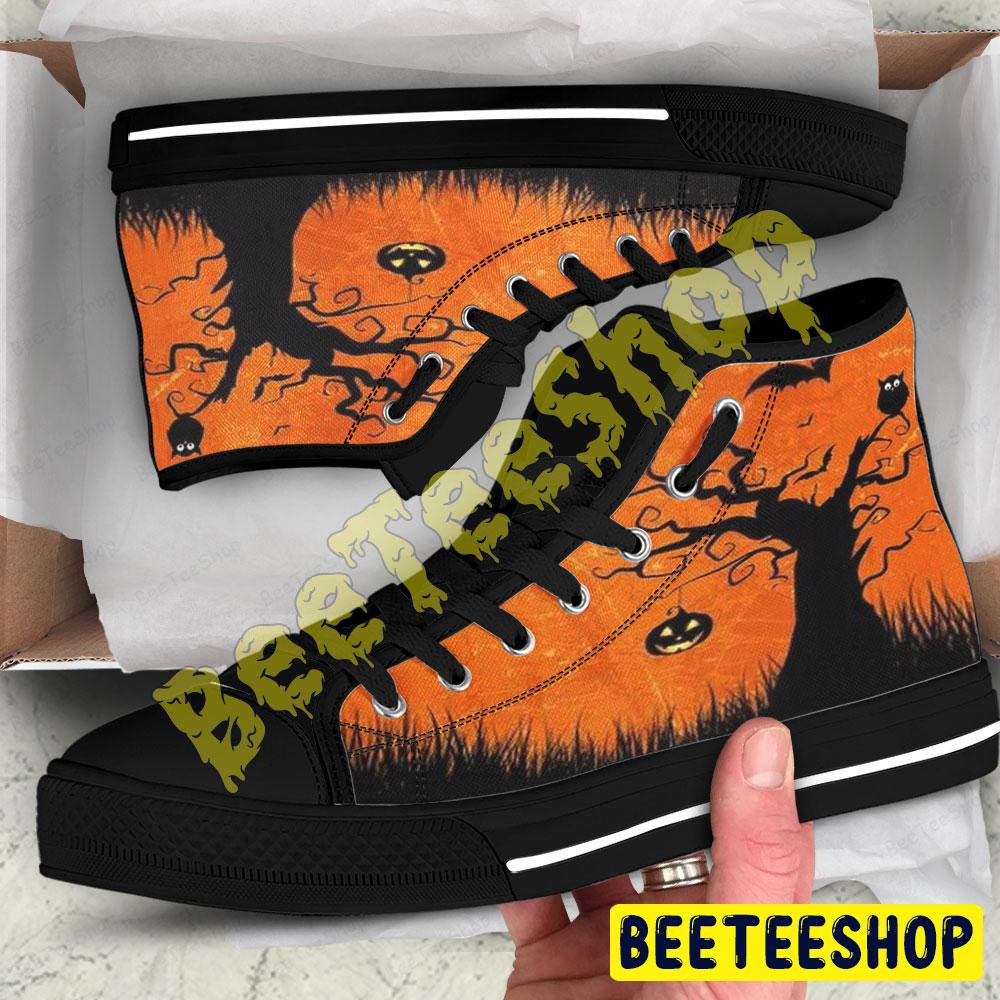 Bats Halloween Pattern 239 Beeteeshop Adults High Top Canvas Shoes