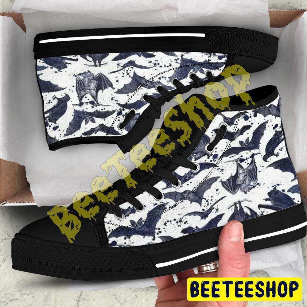 Bats Halloween Pattern 287 Beeteeshop Adults High Top Canvas Shoes