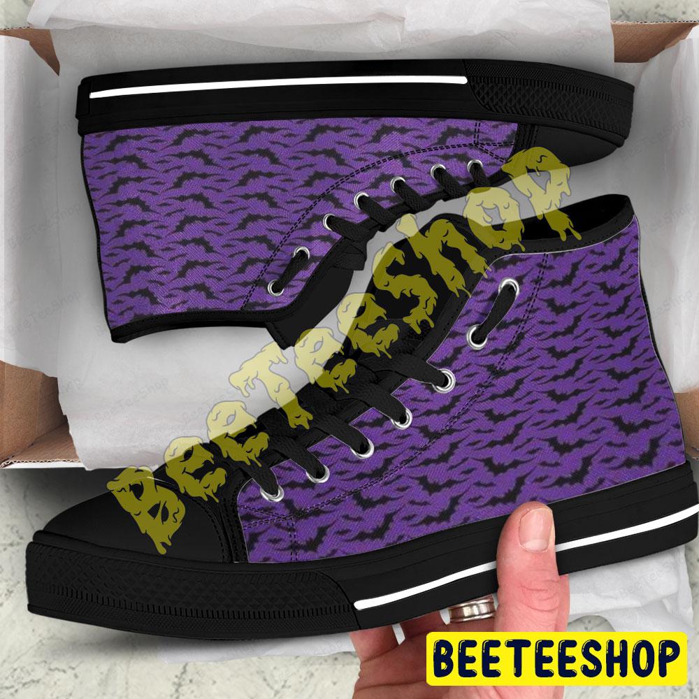 Bats Halloween Pattern 370 Beeteeshop Adults High Top Canvas Shoes