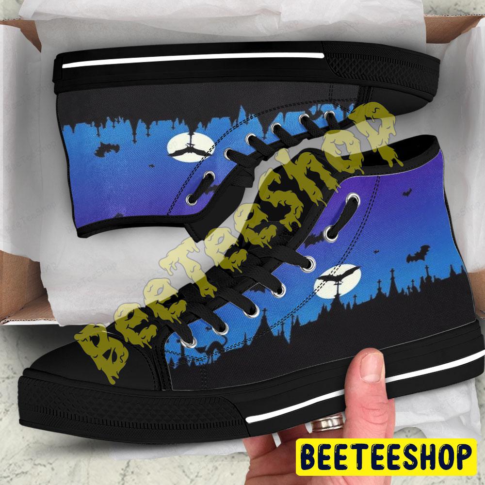 Bats Halloween Pattern 403 Beeteeshop Adults High Top Canvas Shoes