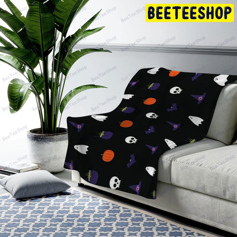 Bats Pumpkins Halloween Pattern 032 Beeteeshop US Cozy Blanket