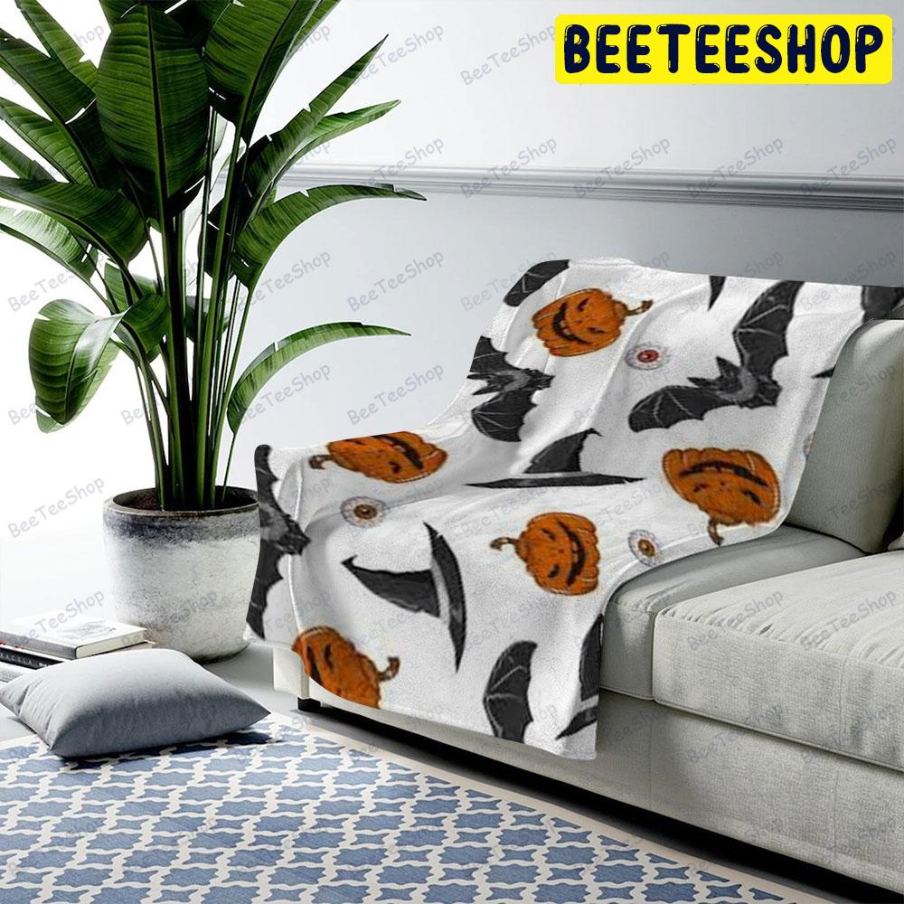 Bats Pumpkins Halloween Pattern 089 Beeteeshop US Cozy Blanket