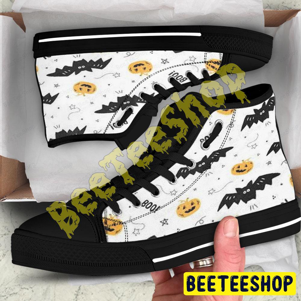 Bats Pumpkins Halloween Pattern 145 Beeteeshop Adults High Top Canvas Shoes